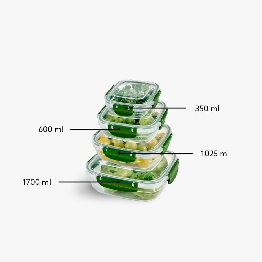 4 Parça Master Kare Set (350-600-1025-1700 ml)