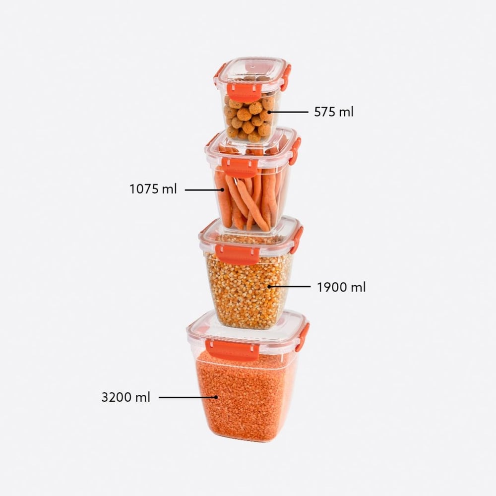 4 Parça Master Kare Set (575-1075-1900-3200 ml)