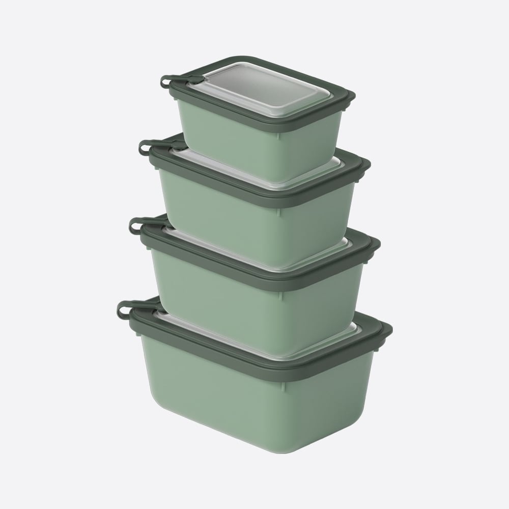 4 Parça MicroSafe Dikdörtgen Set ( 600-1100-1800-3000 ml )