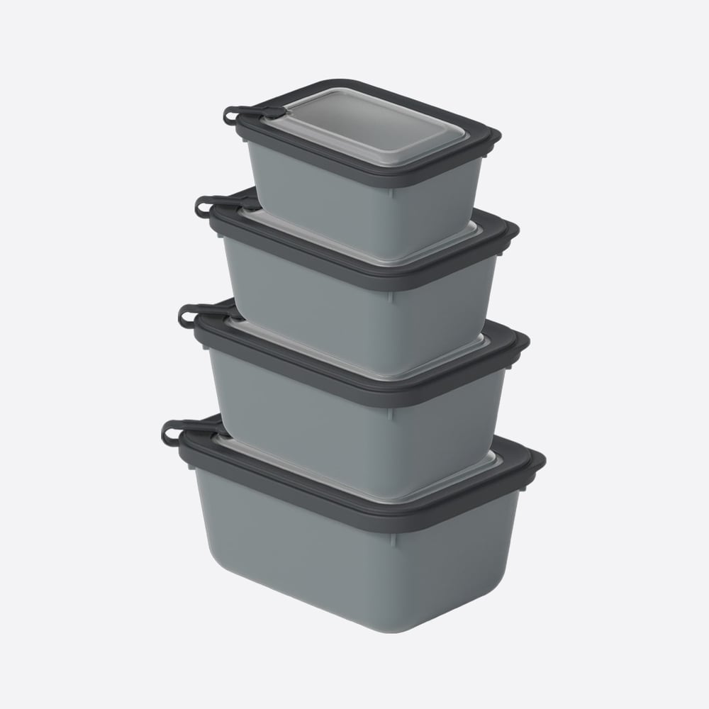 4 Parça MicroSafe Dikdörtgen Set ( 600-1100-1800-3000 ml )