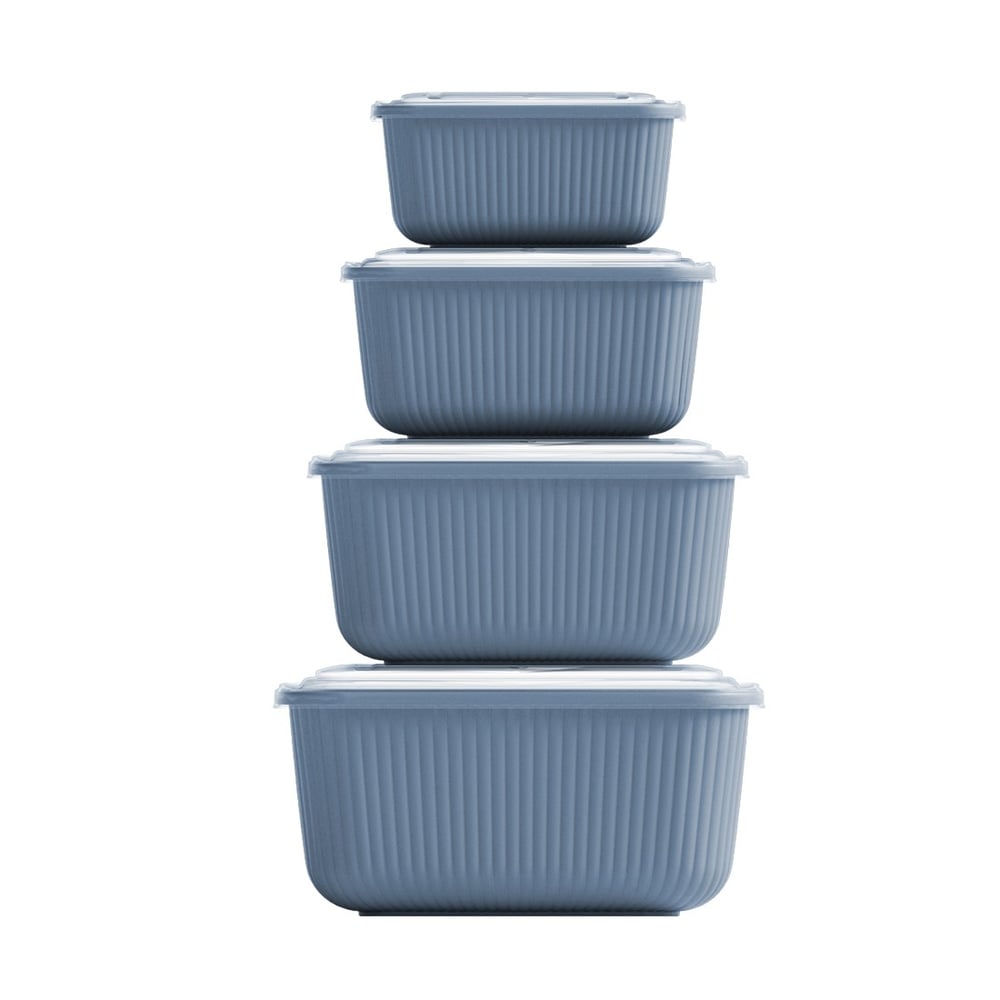 4 Parça Snap Lid Line Dikdörtgen Set (600-1100-1800-3000 ml)