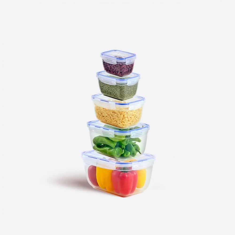 5 Parça Contalı Dikdörtgen Set (550-1000-1800-3000-5000 ml)