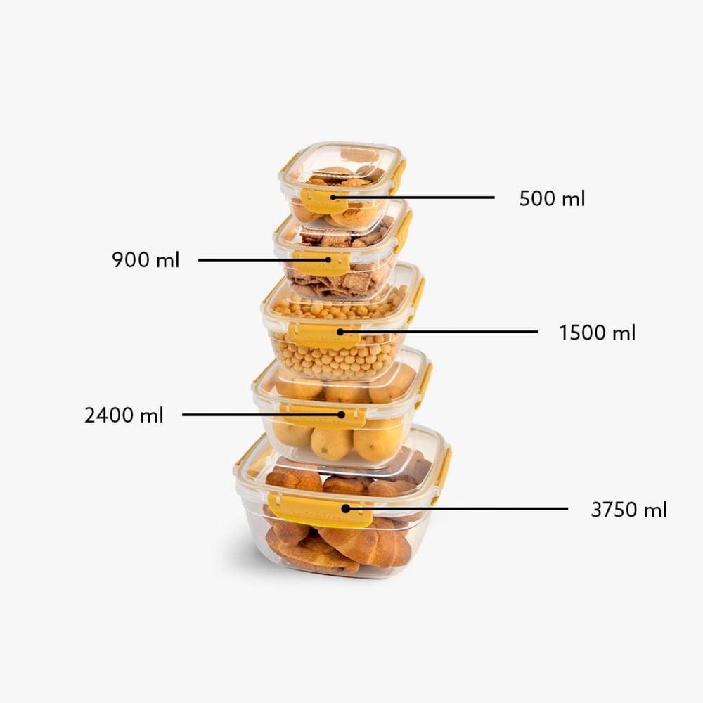 5 Parça Master Kare Set (500-900-1500-2400-3750 ml)