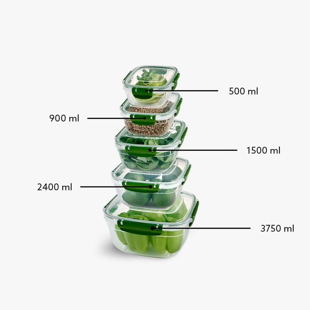 5 Parça Master Kare Set (500-900-1500-2400-3750 ml)