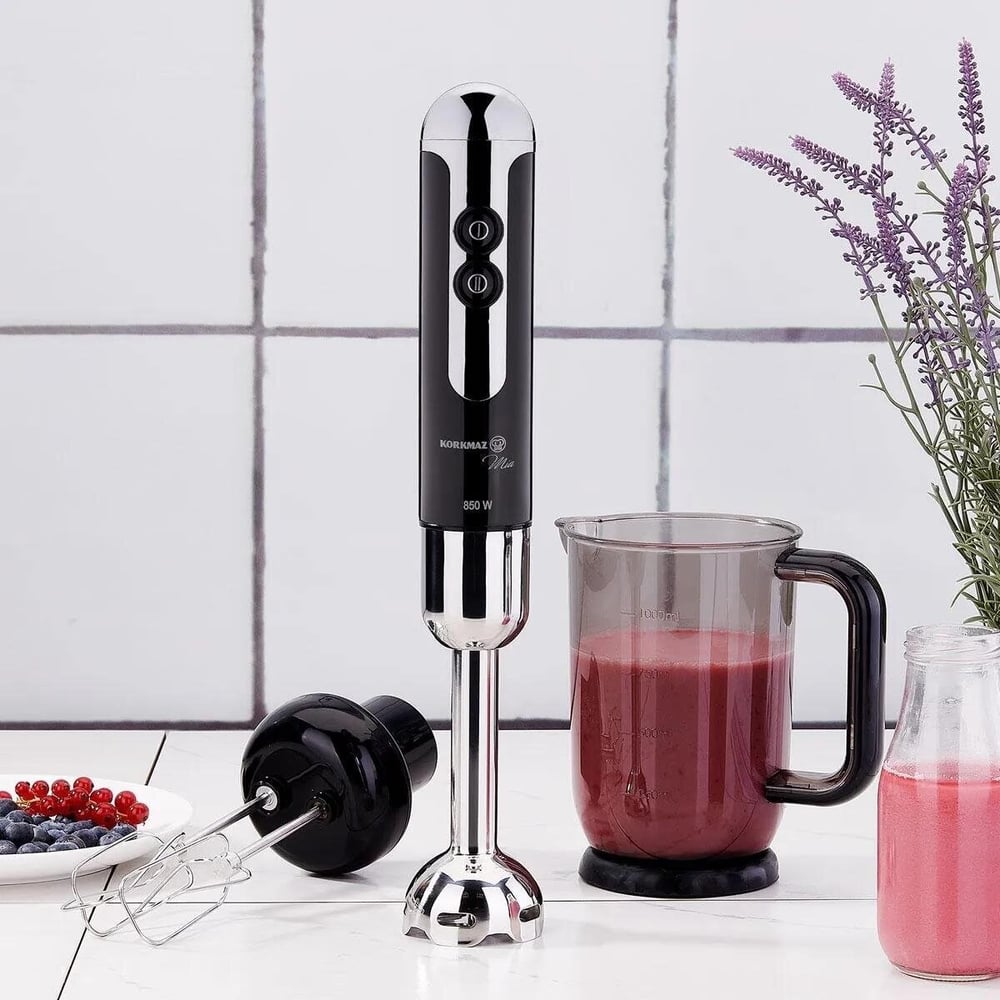 KORKMAZ Mia Mega Siyah/Krom Blender Set A447-12