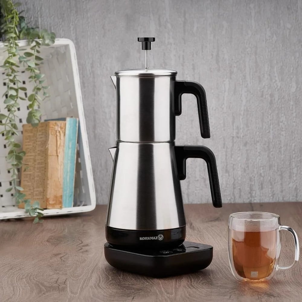 KORKMAZ Moderna Elektrikli Çaydanlık Siyah/Satin 1.3 Lt A850