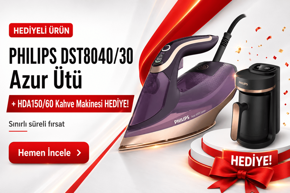 PHILIPS DST8040/30 Azur Ütü + HDA 150/60 Kahve Makinesi Hediyeli
