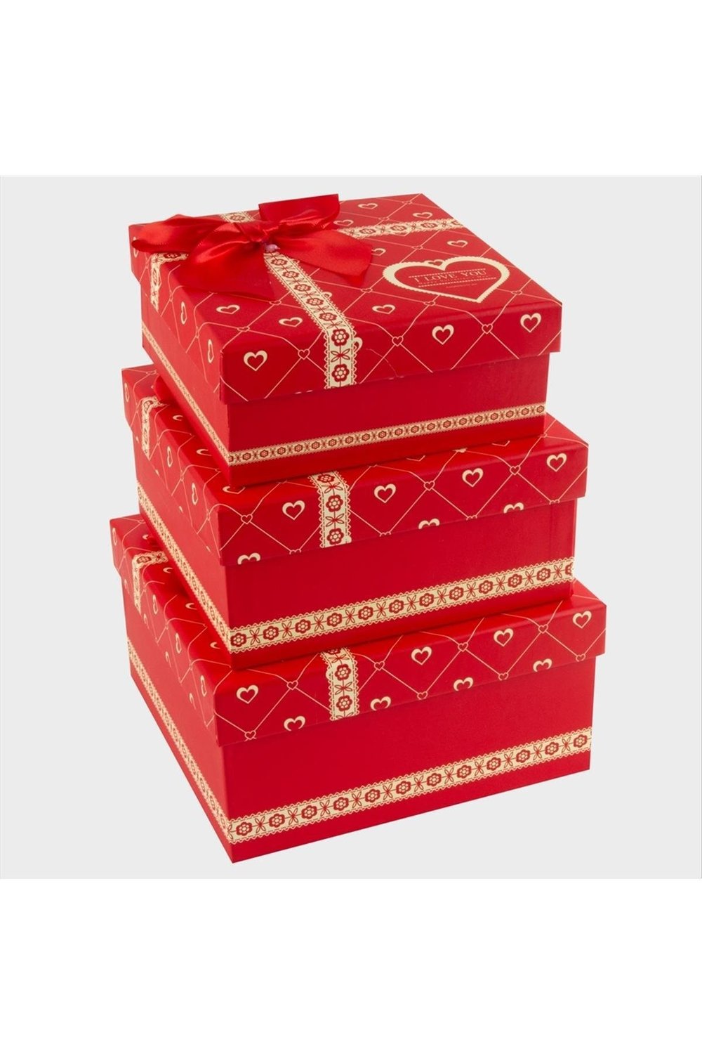 3'lü I Love Yazılı Kalp Hediye Kutusu