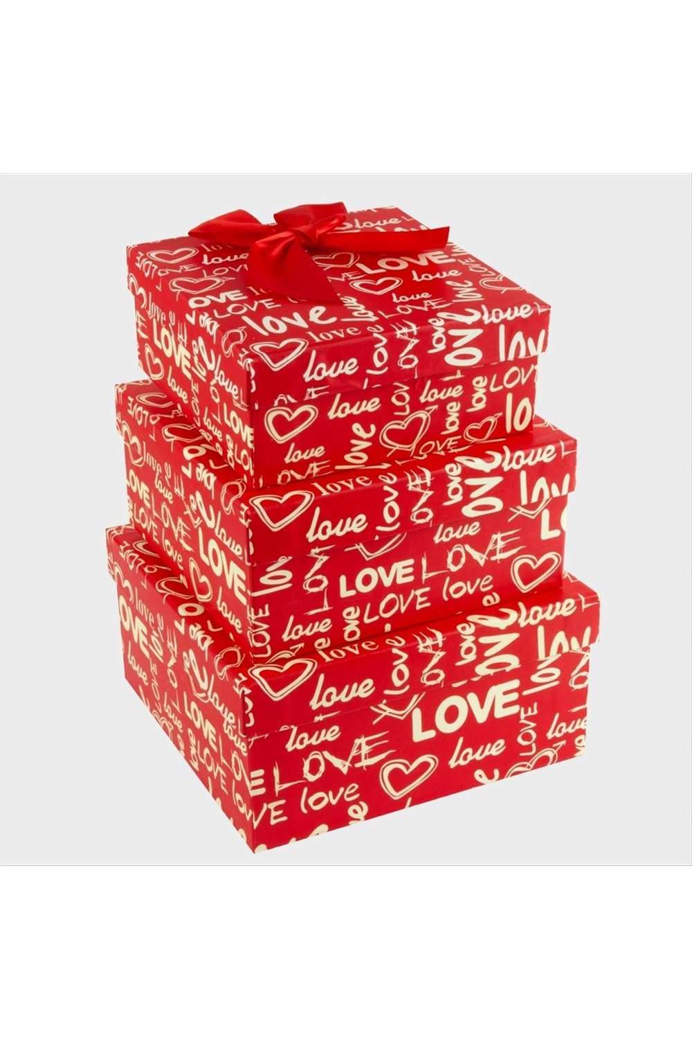 3'lü Love Yazılı Kalp Hediye Kutusu