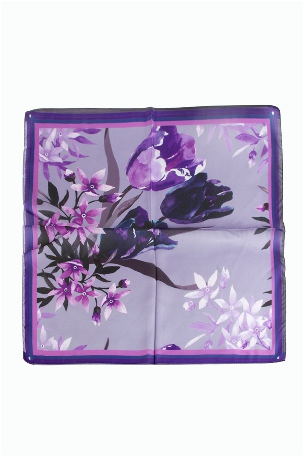 Orkide Desenli Zr Şifon Fular 50*50 cm