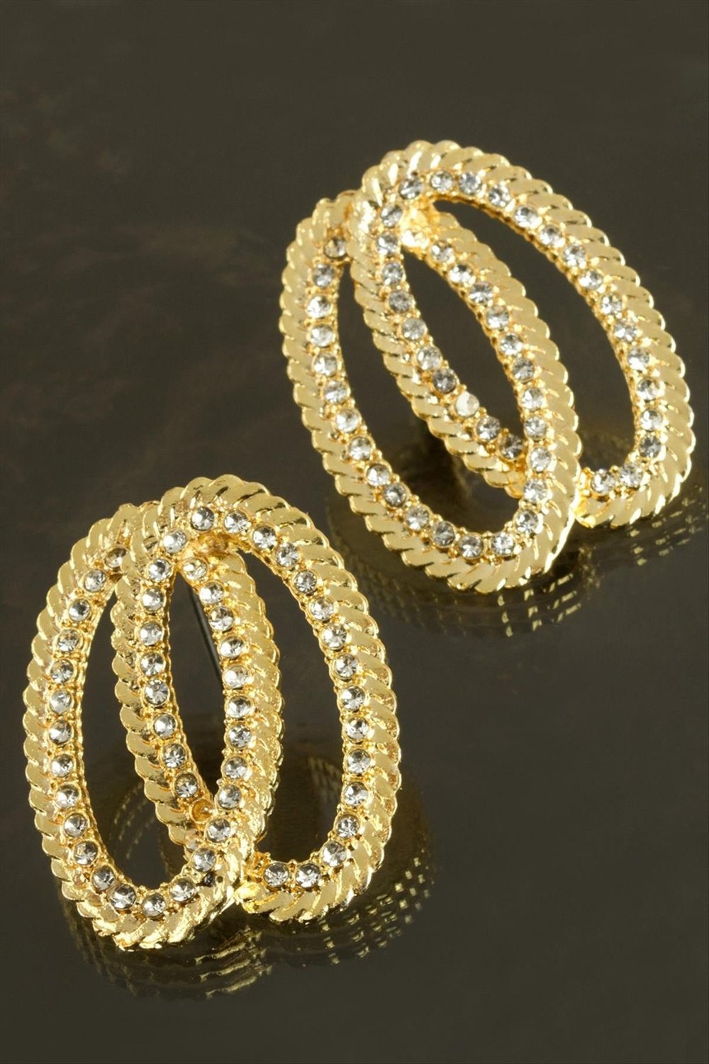 Oval Taşlı Küpe