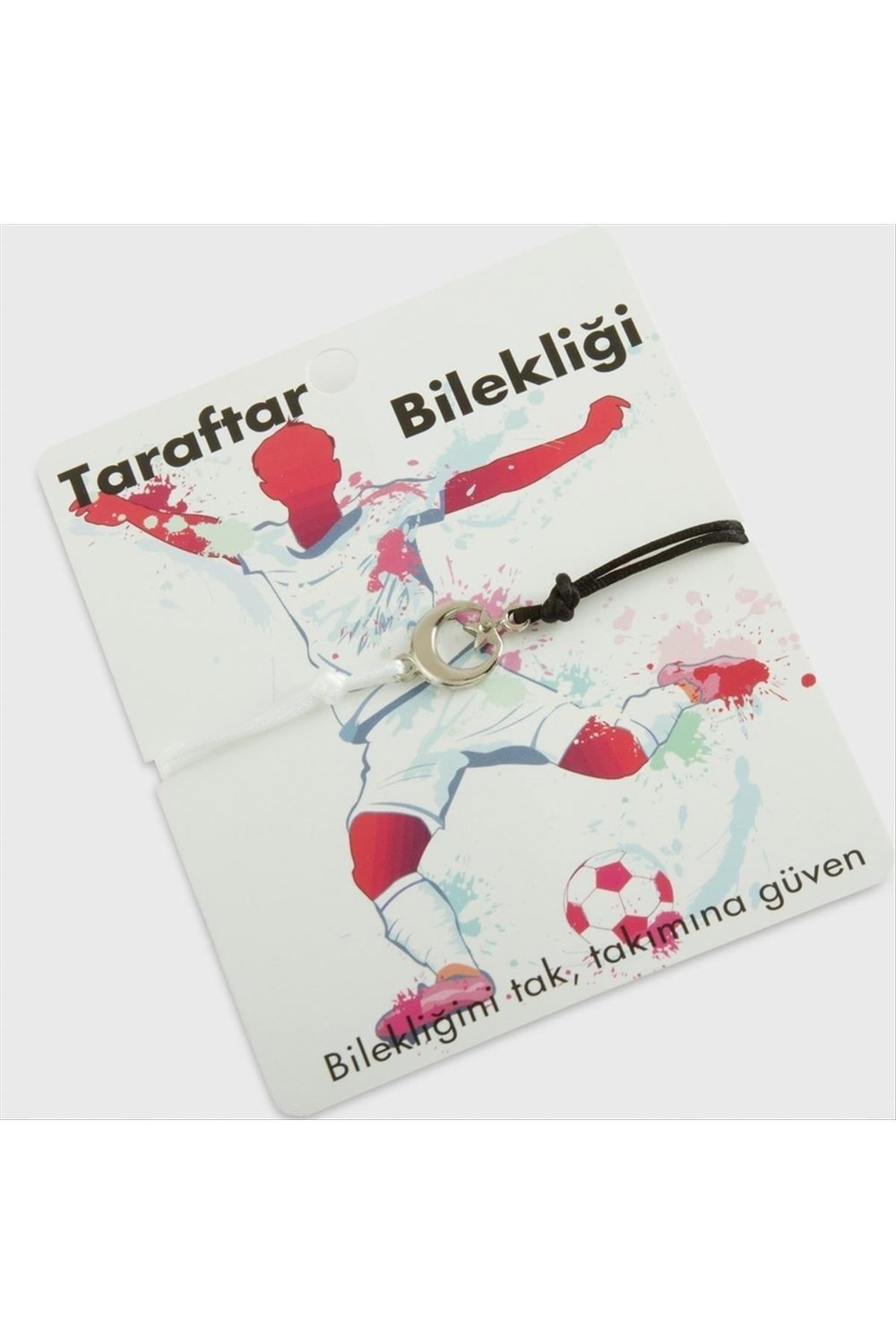 Siyah Beyaz Ay Yıldız Taraftar İp Bileklik