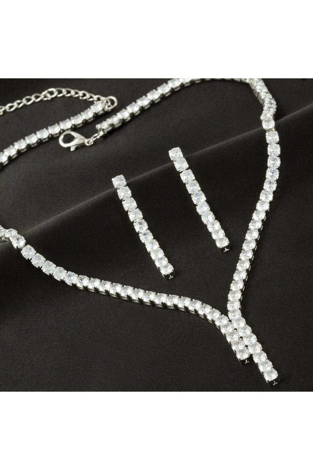 Tamtur Zirkon Taşlı Lüks Set Kolye 4 mm