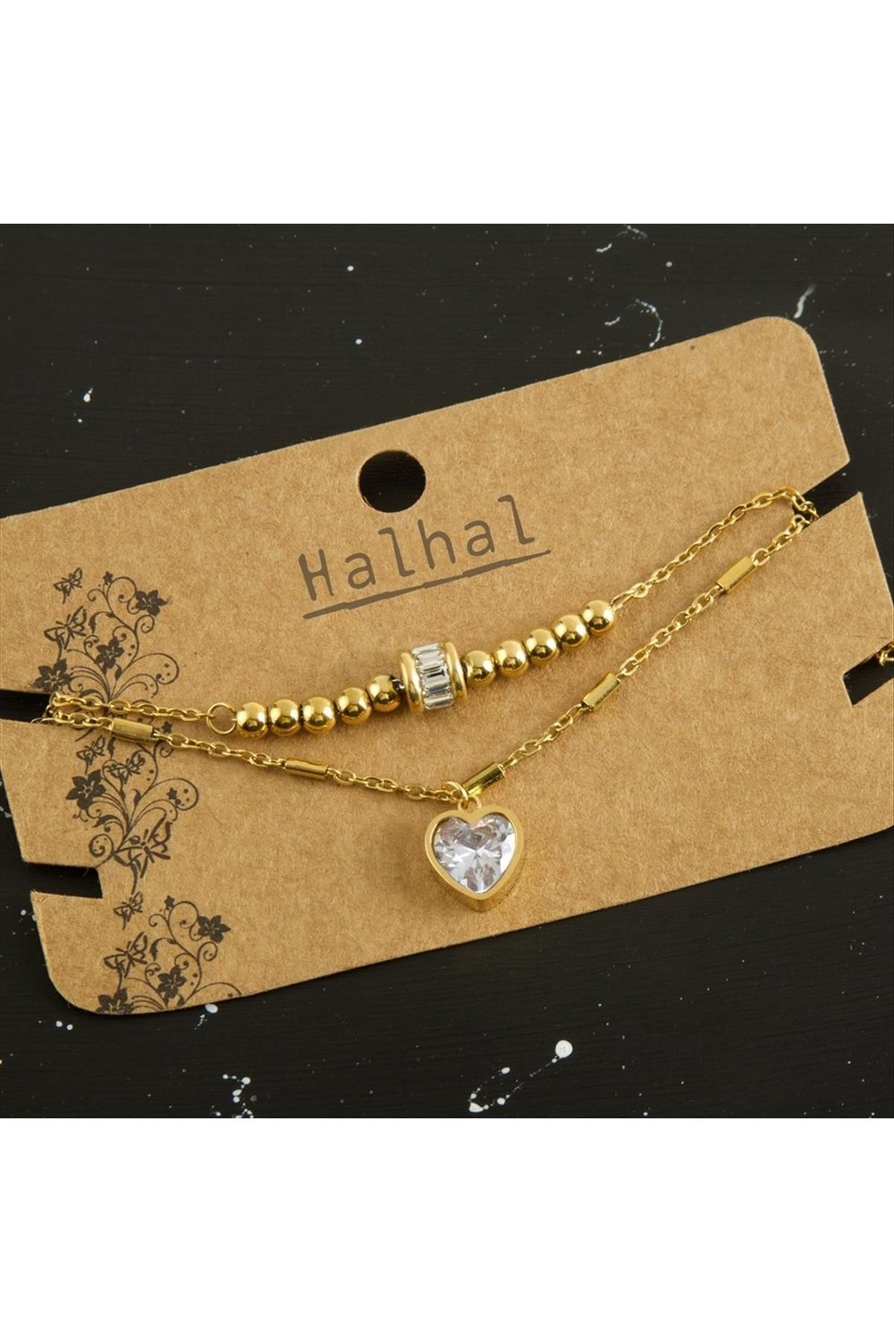 Taşlı İkili Lüks Çelik Halhal