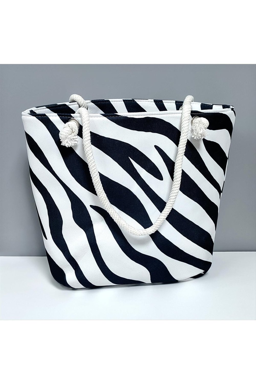 Zebra Desenli Plaj Çantası