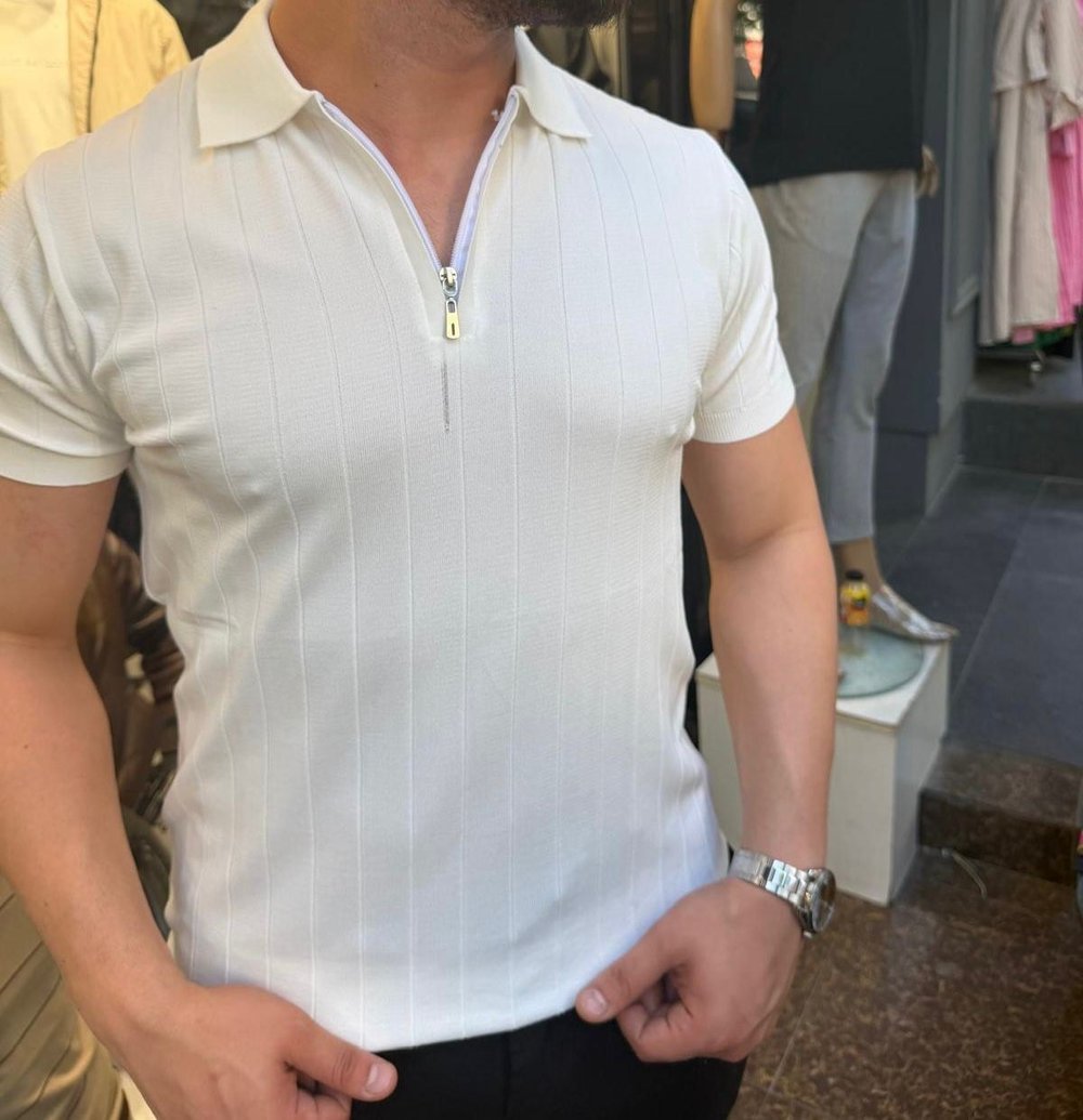 polo yaka fermuarlı triko