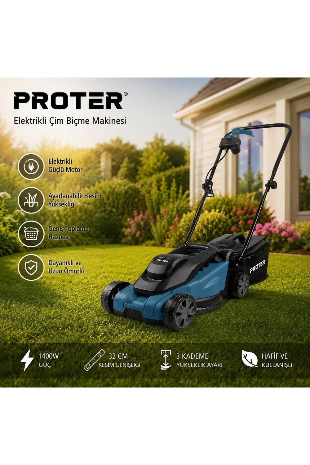 PR 1330 E ELEKTRİKLİ ÇİM BİÇME MAKİNESİ 1200W