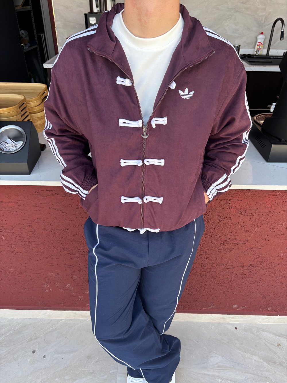 Adidas Fermuarlı İlikleme Detaylı Ceket Bordo - Strk