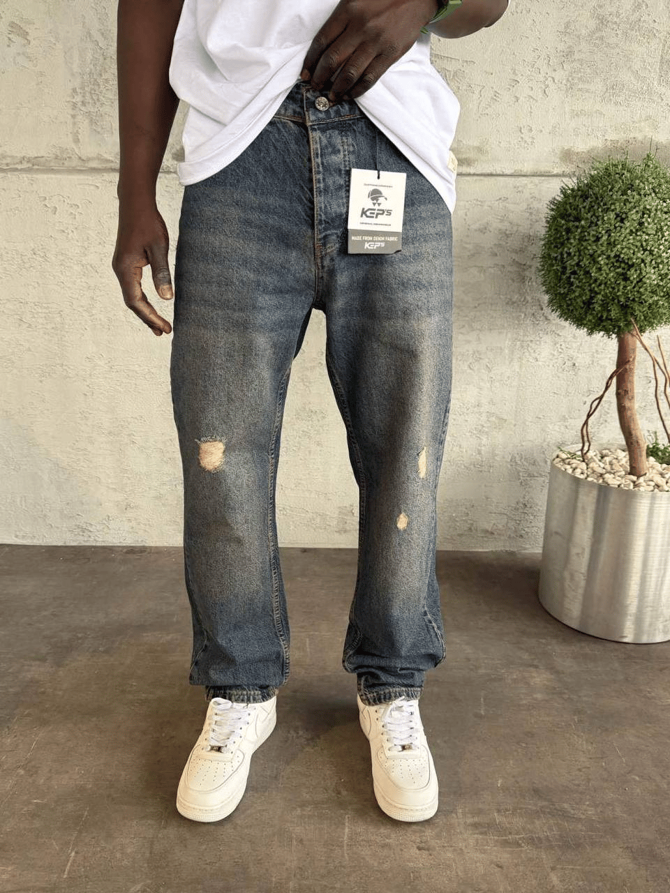 Baggy Kot Pantolon Yıkamalı Lacivert 2 - Kps997