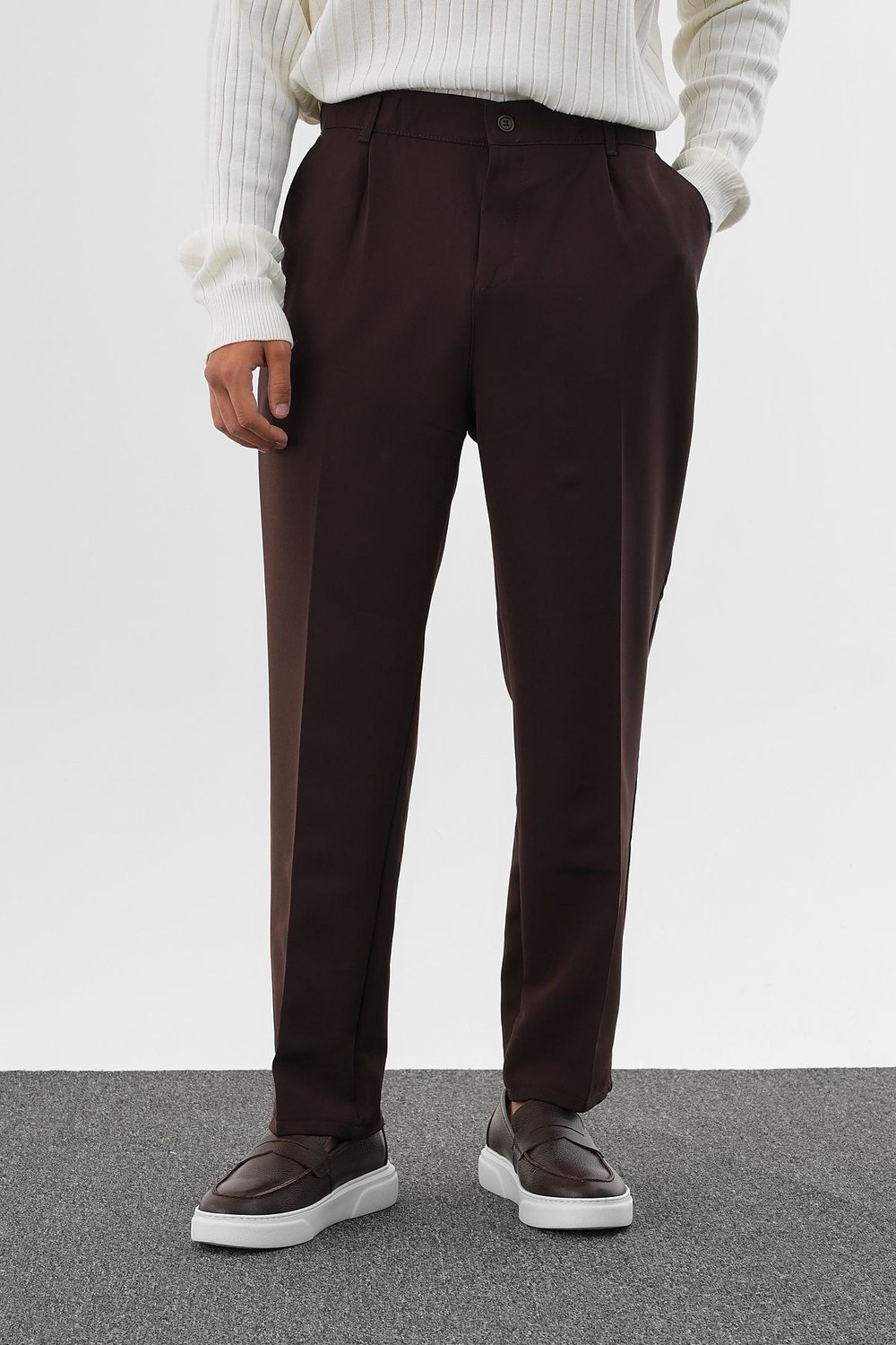 Baggy Kumaş Pantolon Kahverengi - Wng9014