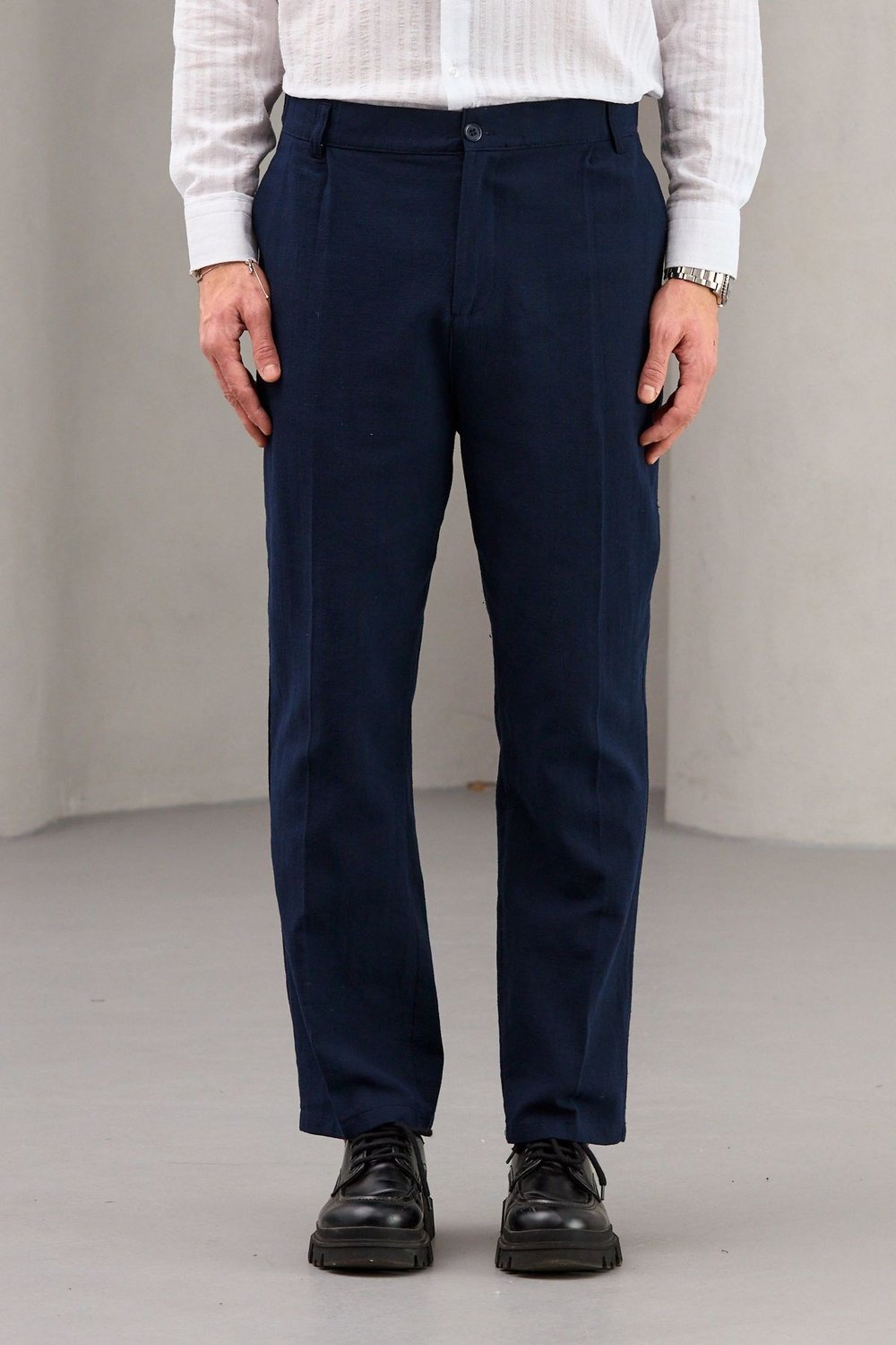 Keten Pantolon Lacivert - Wng9008