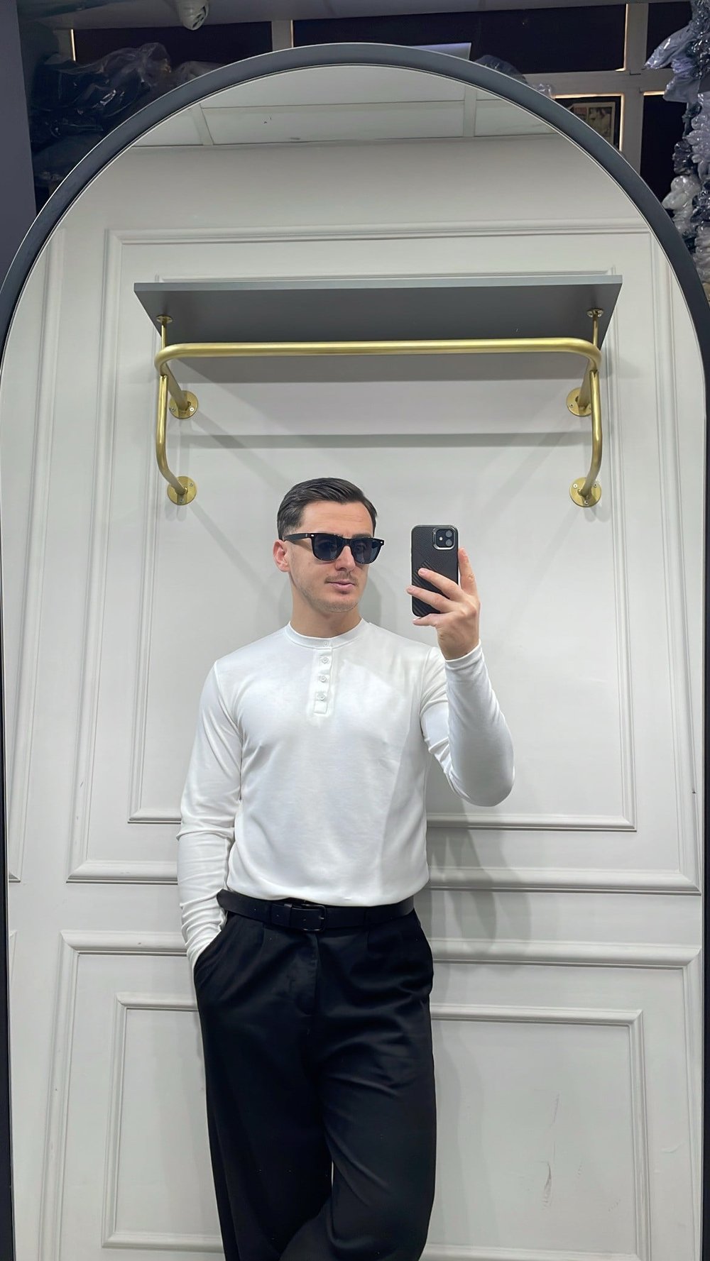 Modal Düğme Detay Sweat - Beyaz