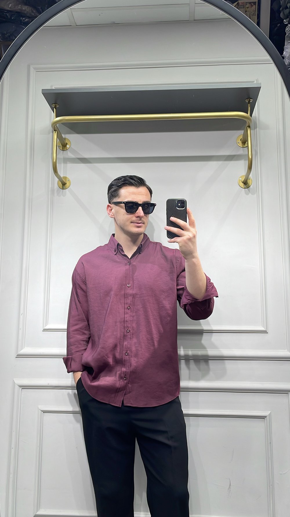Modal Oversize Gömlek Bordo - Wng9015