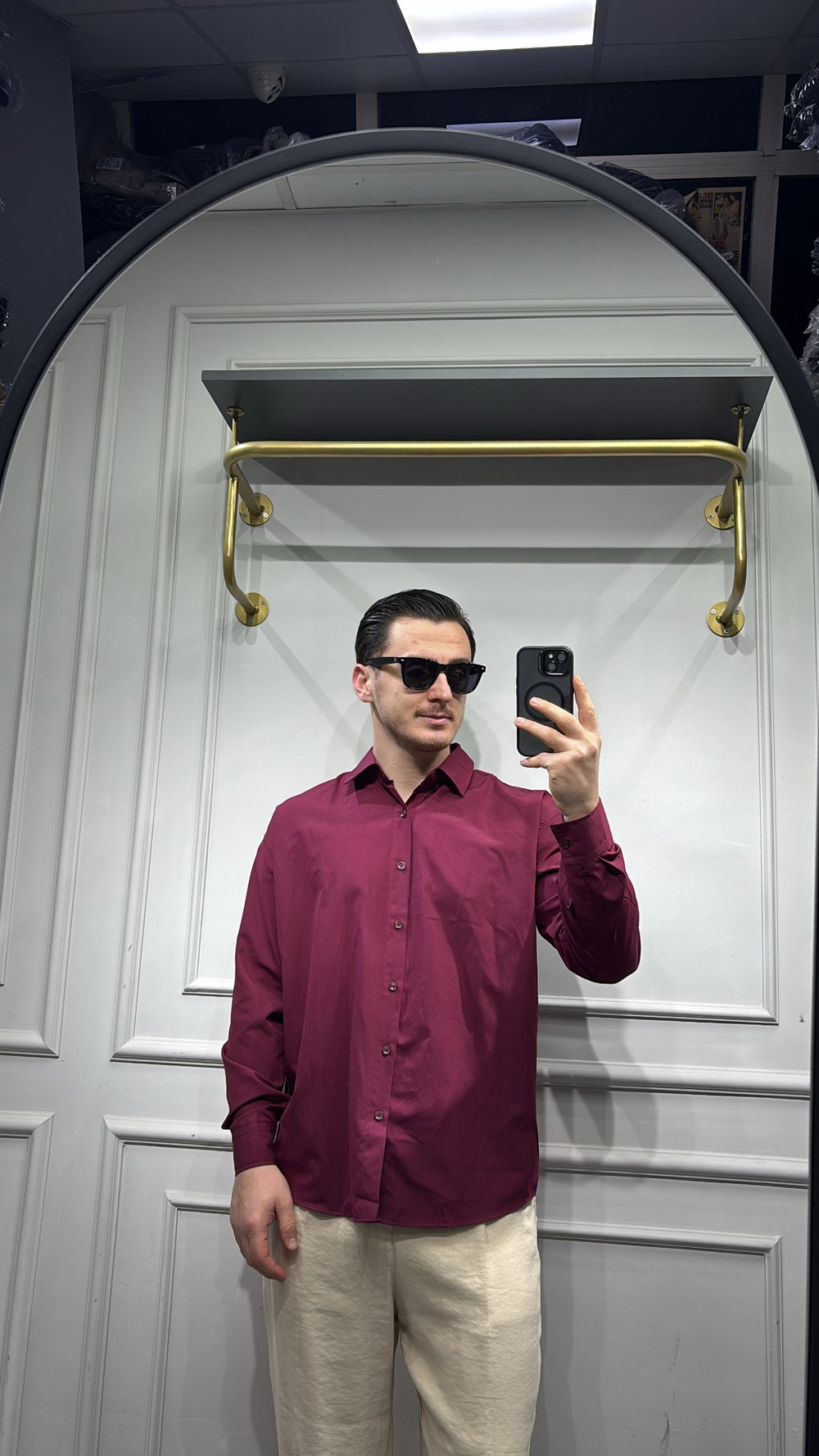 Poplin Oversize Gömlek Bordo - Wng9001