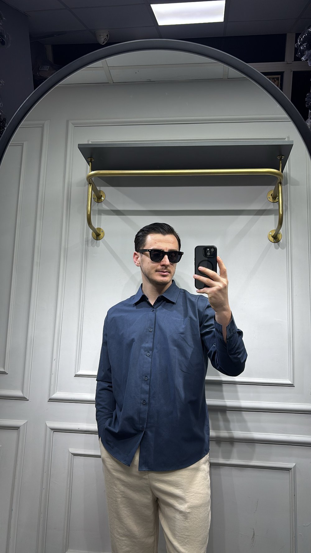 Poplin Oversize Gömlek Lacivert - Wng9001