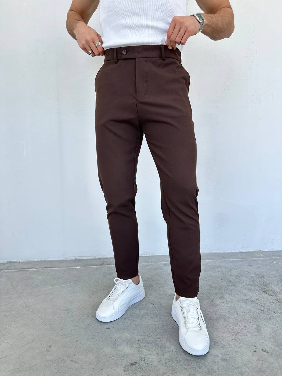 Slim Fit Kumaş Pantolon Kahverengi - W11