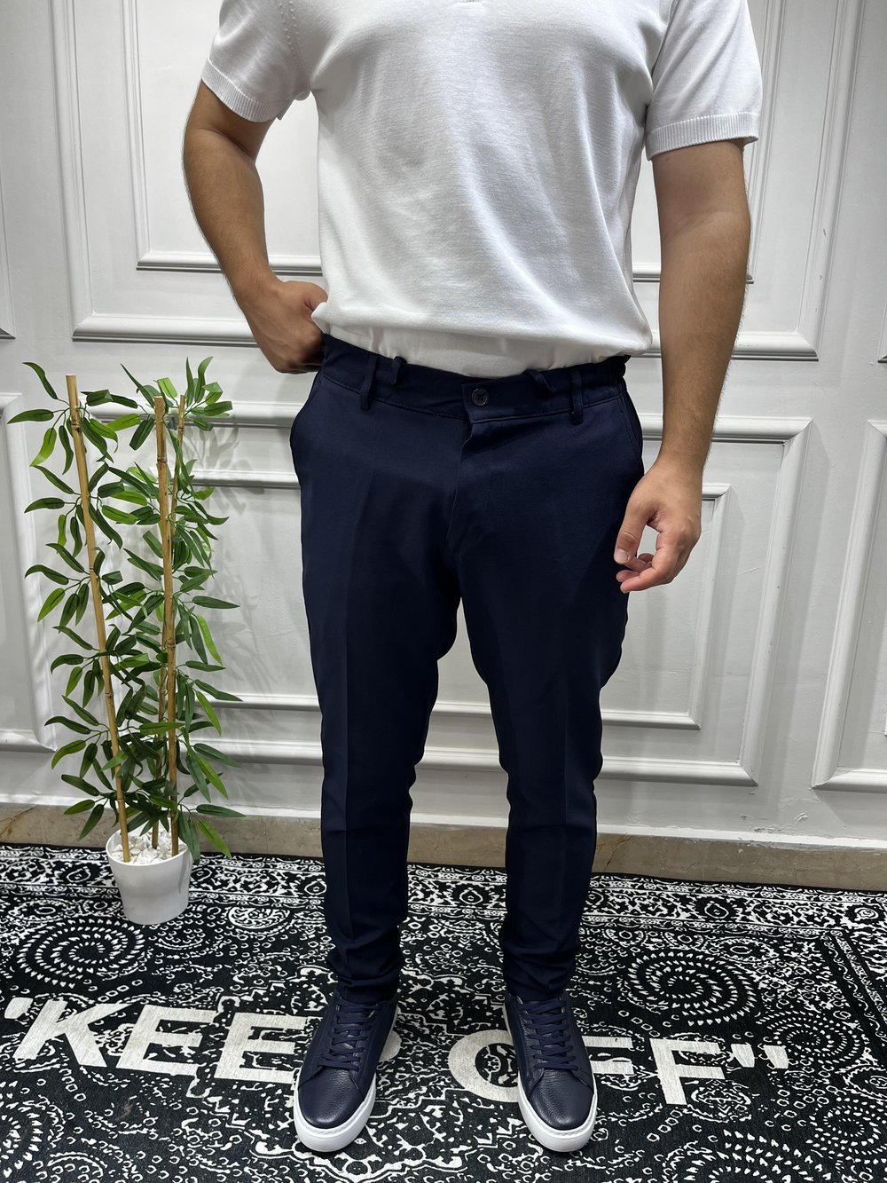Slim Fit Kumaş Pantolon - Lacivert