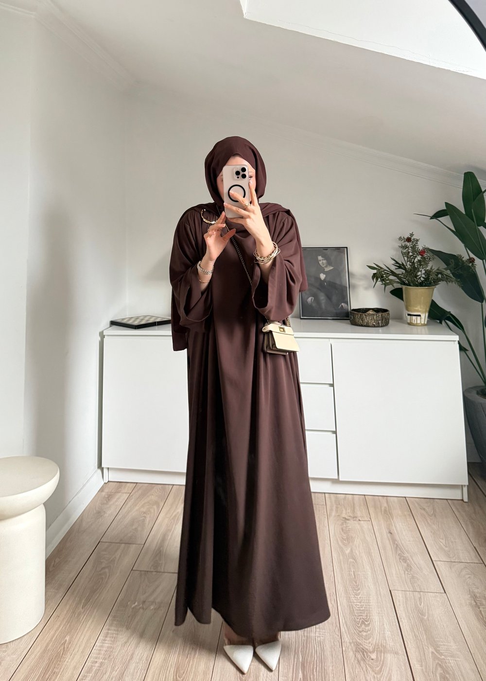 Abaya Takım Kahverengi