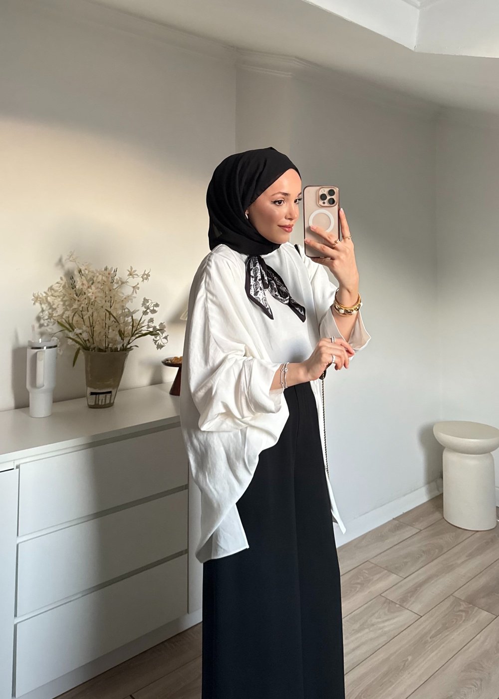 Fularlı Oversize Bluz