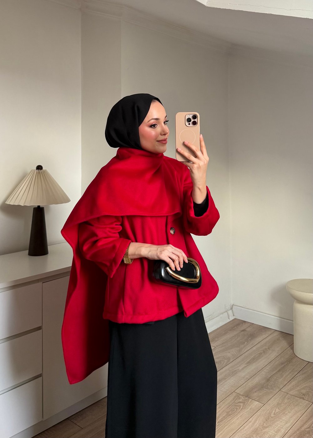 Riya Kaşe Kaban Kırmızı