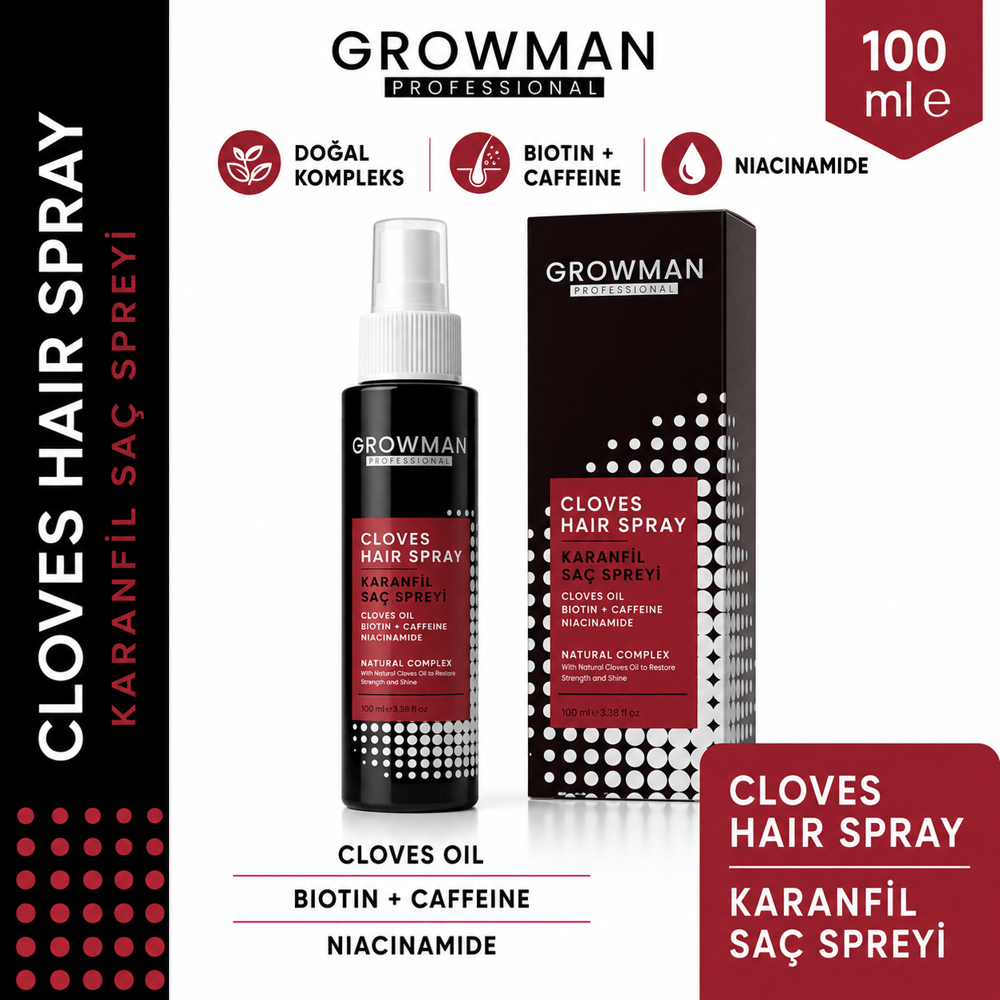 Karanfil Suyu Sprey 100 ML – Saç Güçlendirici ve Saç Derisi Canlandırıcı Bakım Spreyi
