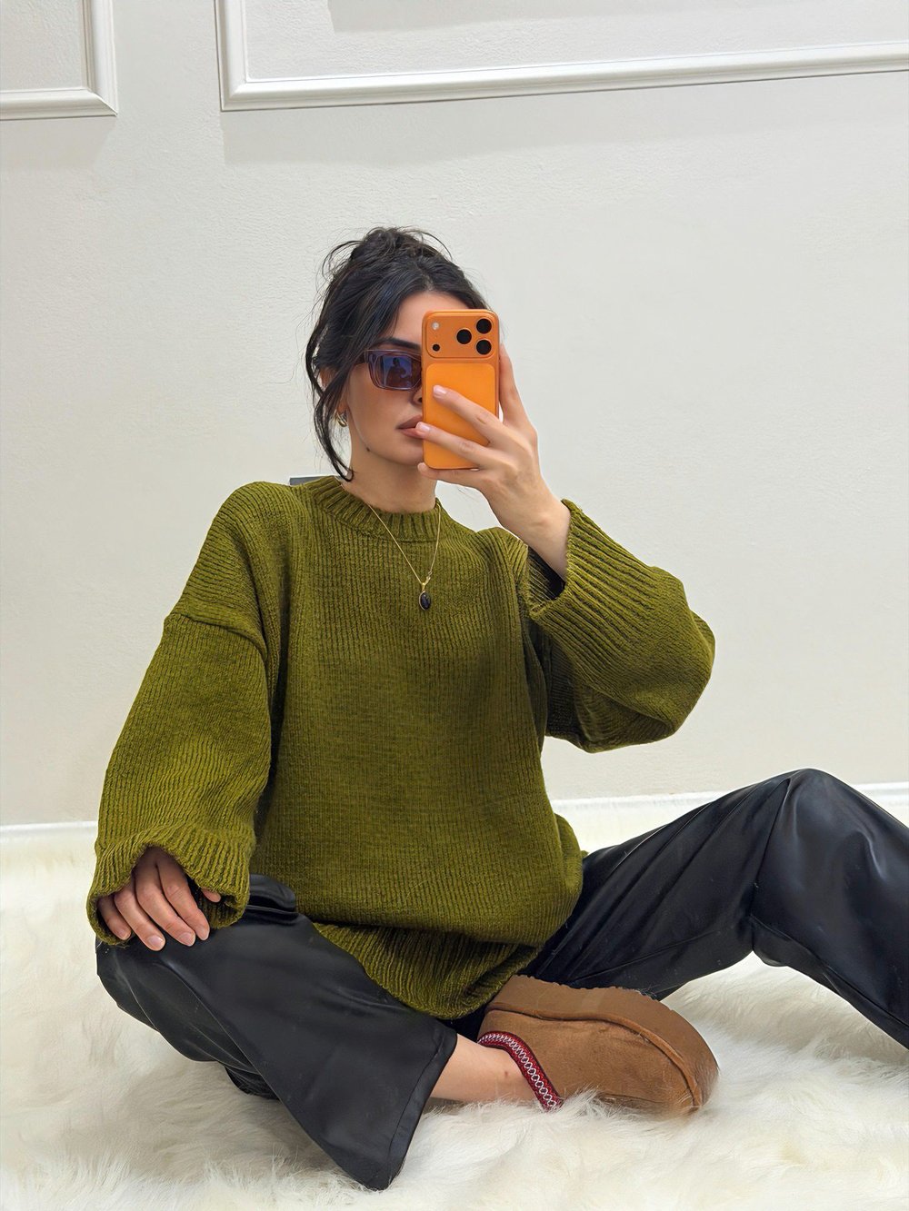 Oversize Triko Kazak Yeşil