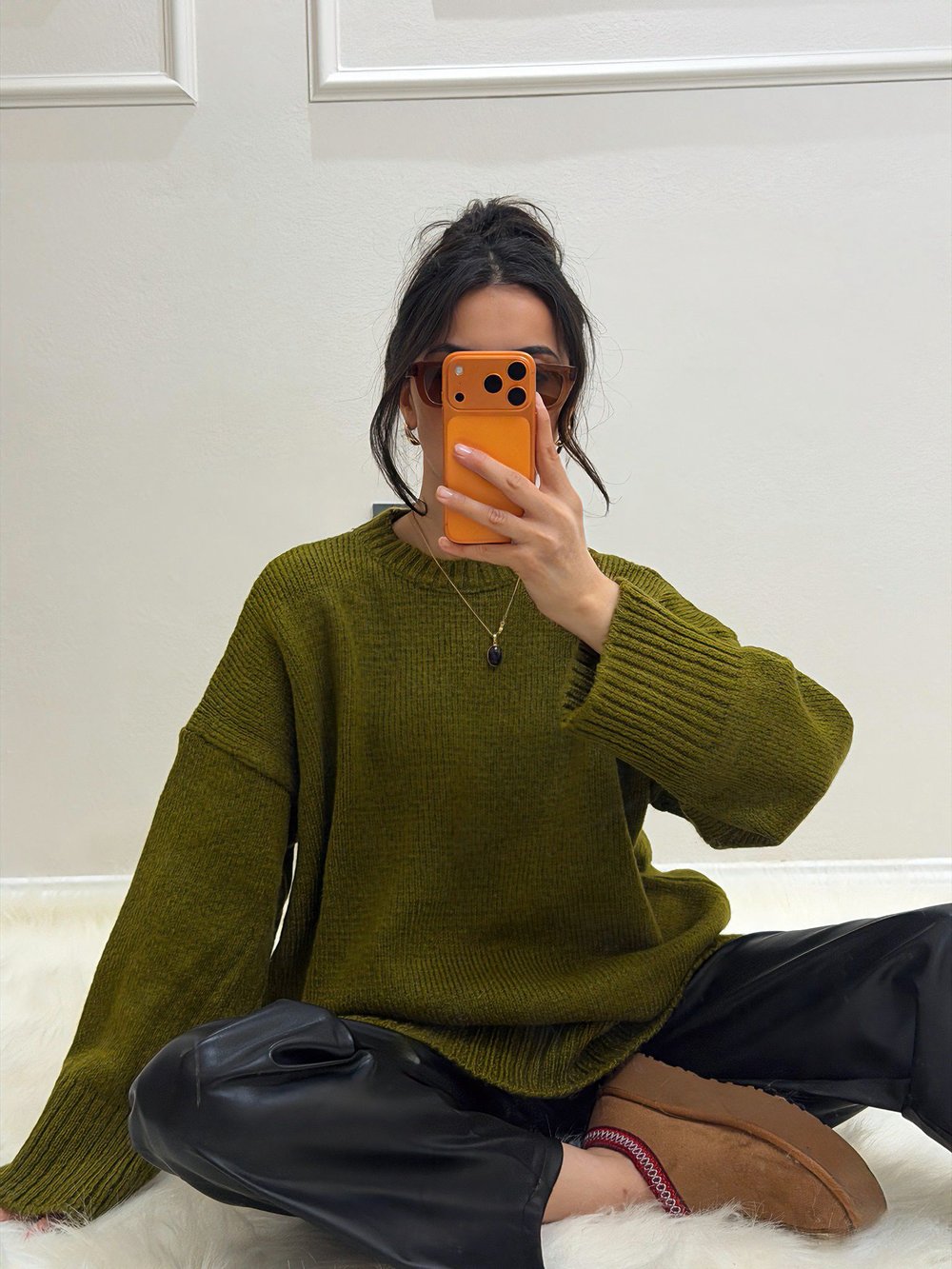 Oversize Triko Kazak Yeşil