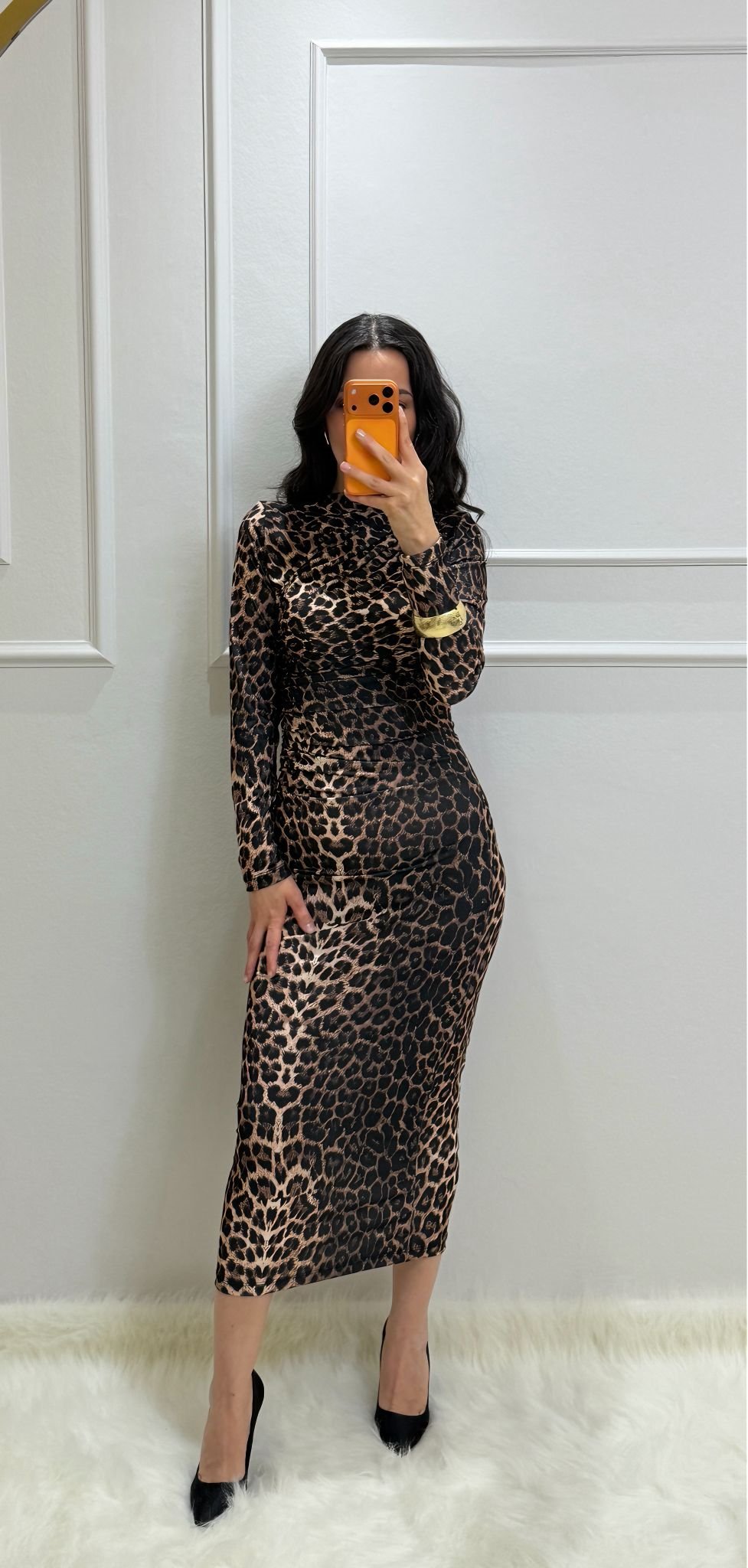 Sendy Kumaş Elbise Leopar