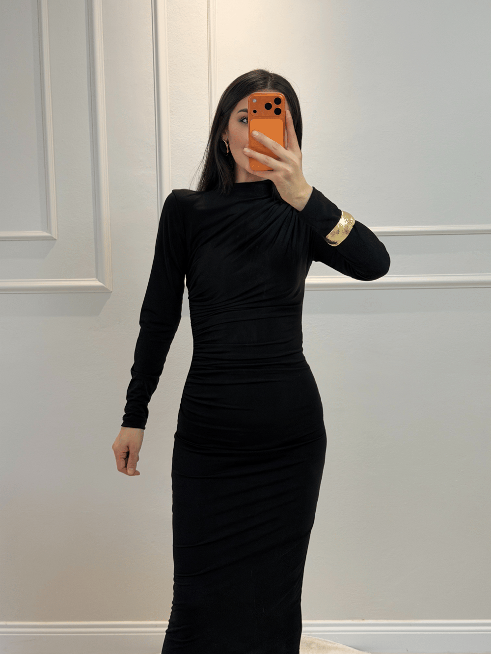 Sendy Kumaş Elbise - Siyah 