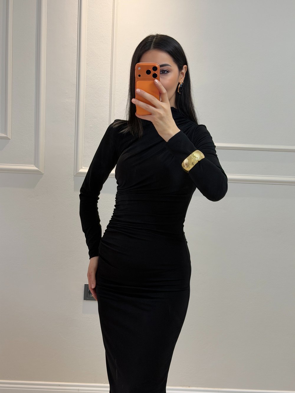 Sendy Kumaş Elbise - Siyah 