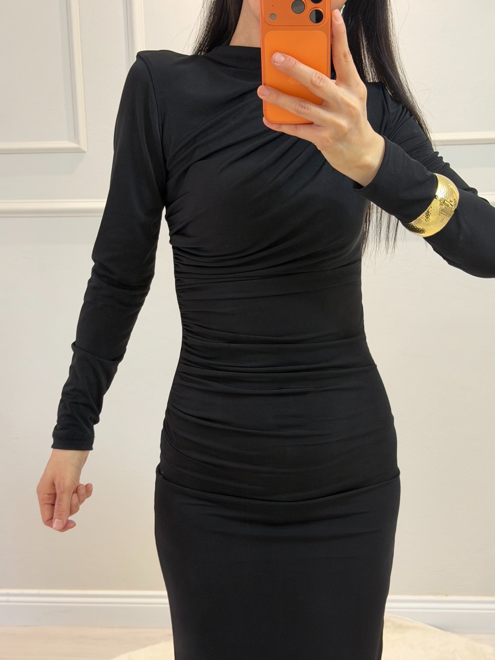 Sendy Kumaş Elbise - Siyah 