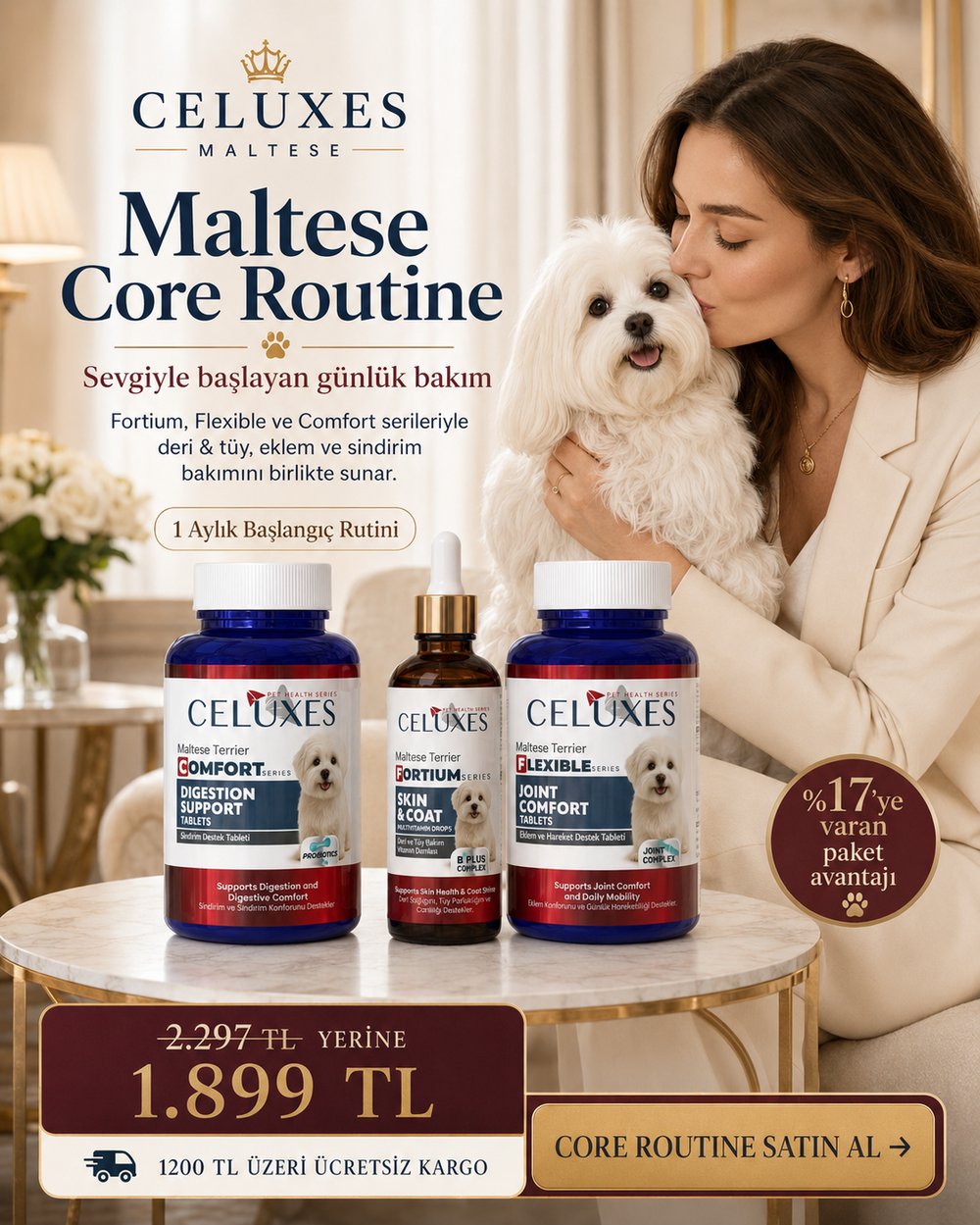 Maltese Terrier Core Routine 3'lü Bakım Paketi