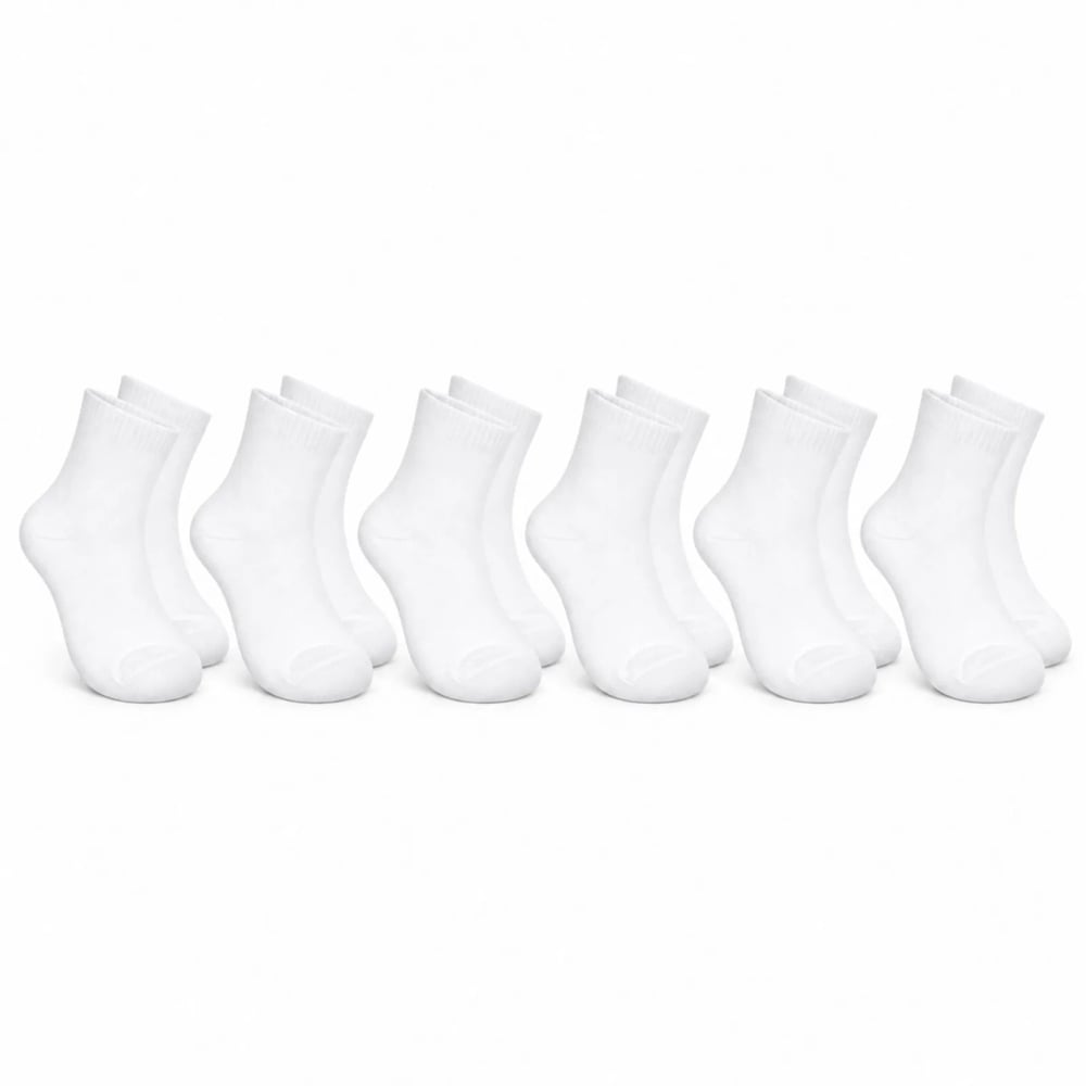 Çocuk Beyaz Çorap 6lı Set İnce Dikişli Yumuşak Nefes Alabilen Okul Günlük Rahat Çorap 5-11 Yaş Seti