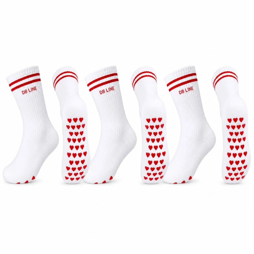 DB LINE Kaydırmaz Yoga Pilates Çorabı 4lü | Pamuklu Silikon Taban, Barre Stüdyo Spor