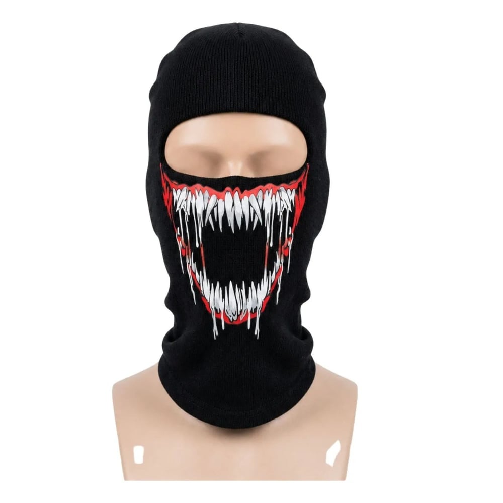 Unisex Canavar Diş Baskılı Balaklava 1 Adet Tek Beden Viskoz Kask İçi Motosiklet Maskesi