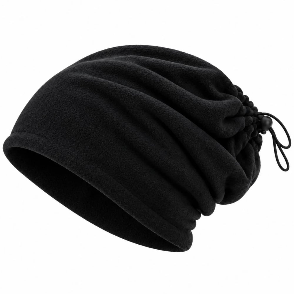Unisex Premium Polar Bere Boyunluk 2si 1 Arada Sıcak Tutan Rüzgar Korumalı Outdoor Kışlık Siyah Şık