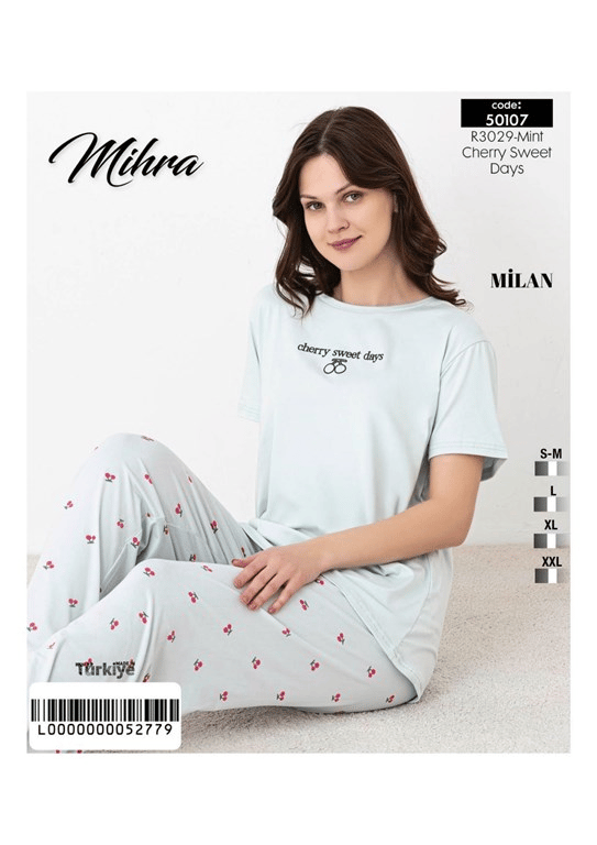 Mihra 50107-R3029 Kadın Bambu Kısa Kol Pijama Takımı