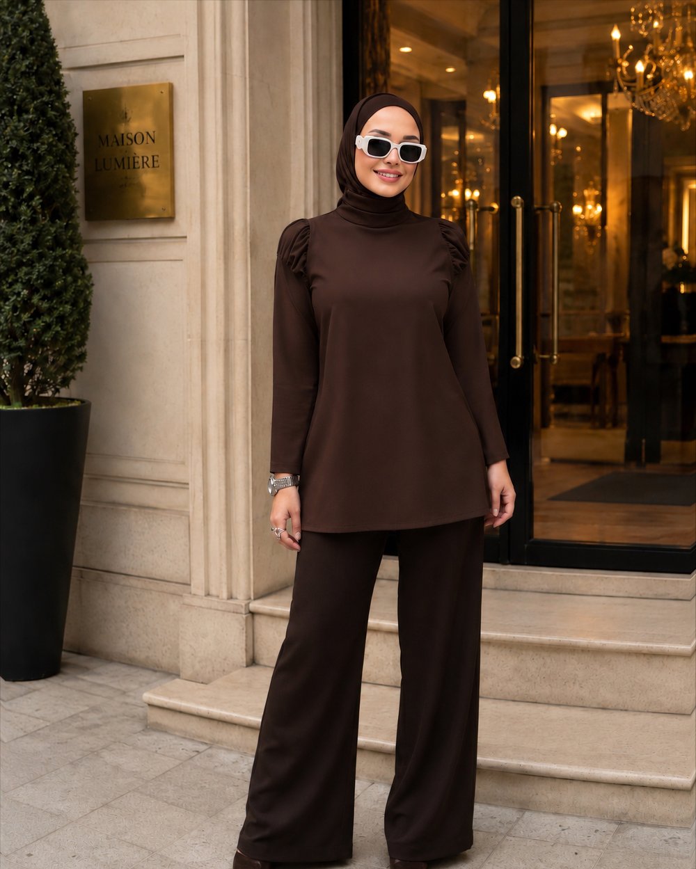 Acı kahve Sandy Fit Bluz