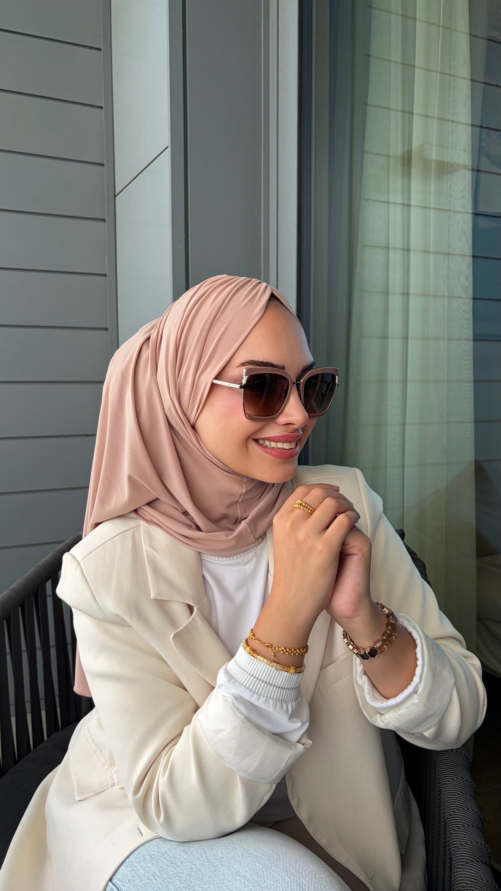 Bej Büzgülü Multi Hijab