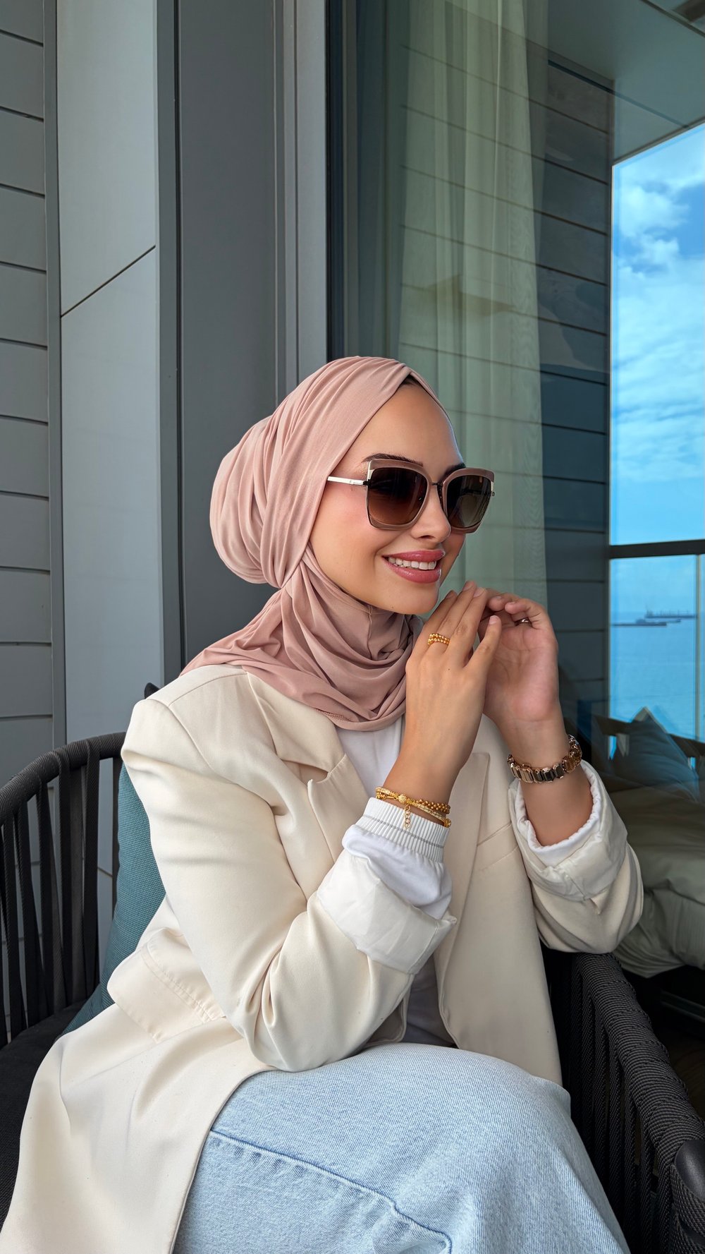 Bej Büzgülü Multi Hijab